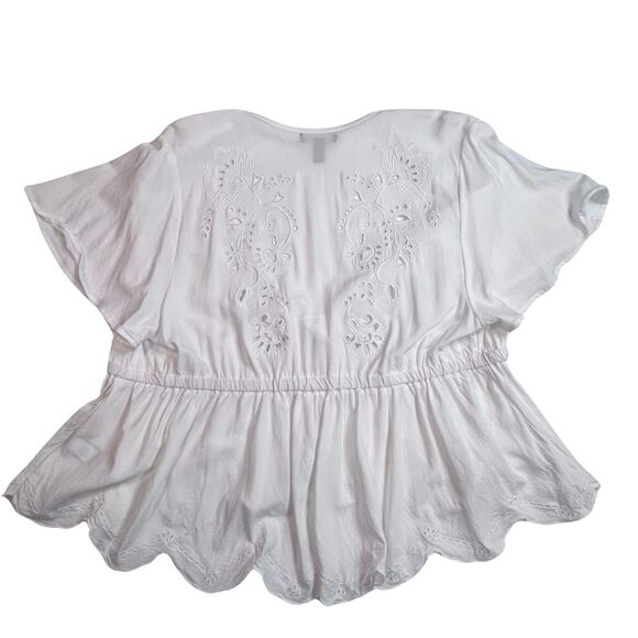 Torrid Cardigan Women 0X White Eyelet Challis Tie Front Third Piece Boho Duster - Picture 6 of 9